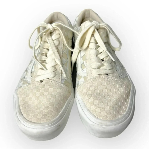 Vans Old Skool Platform Woven Leather Blanc De Blanc 8 - Picture 4 of 8
